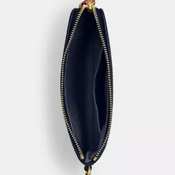 Coach Corner Zip Wristlet In Signature C in Denim w/Cherry Charm, NWT - Picture 5 of 6